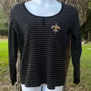 SAINTS NEW ORLEANS HENLEY TOP LONG SLEEVE EXTRA LARGE STRIPED FLEUR DE LIS